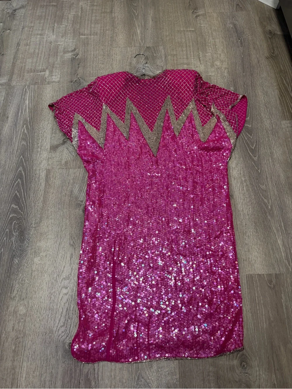 Vintage Halston III Magenta Sequin Tunic Top Sz M | 80s Silk Hand Embroidered